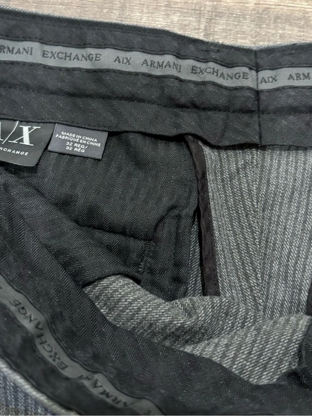 Men's Charcoal Pinstripe Dress Pants - Classic Tailored Fit  A/X Armani Exchange